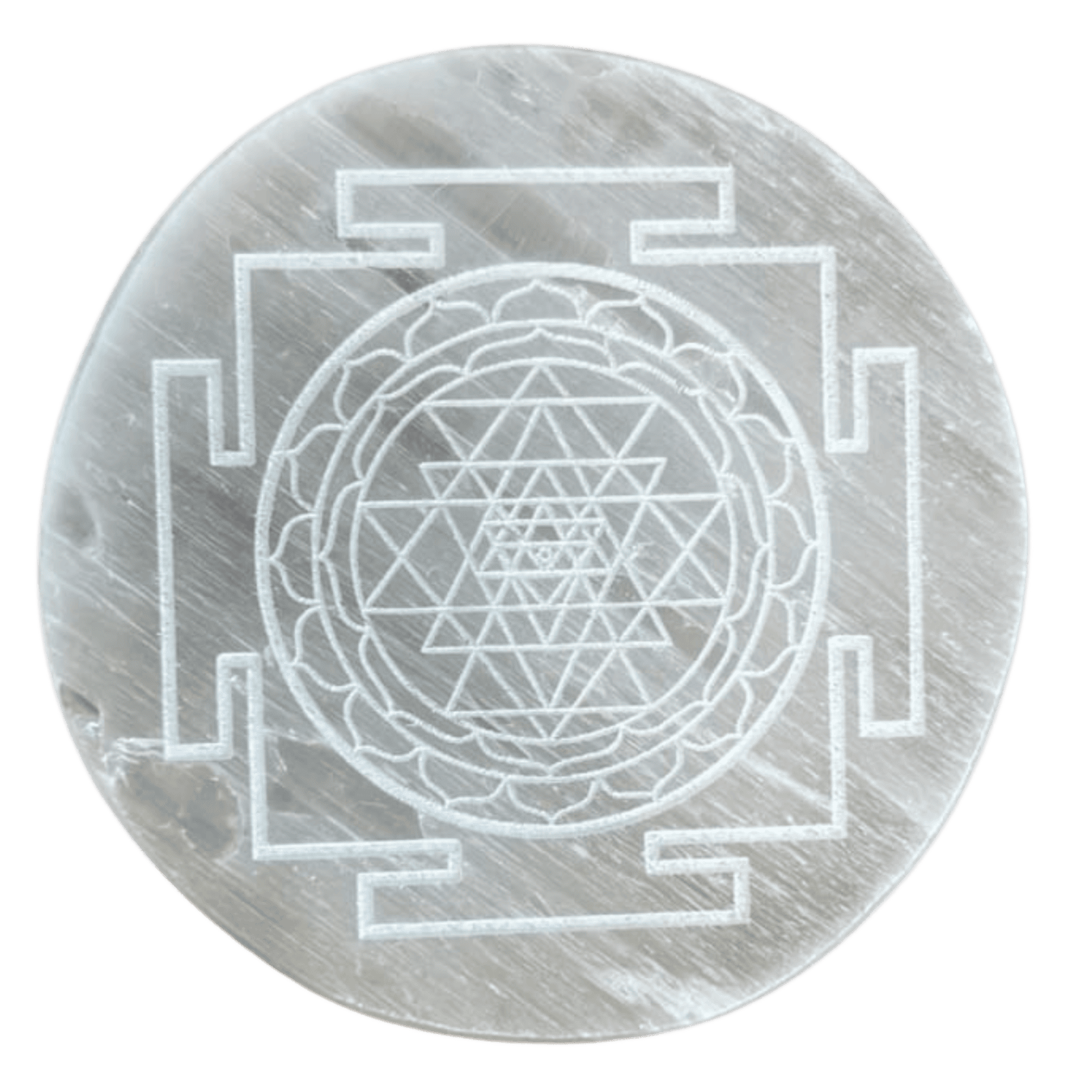 Selenite Plate with Shree Yantra