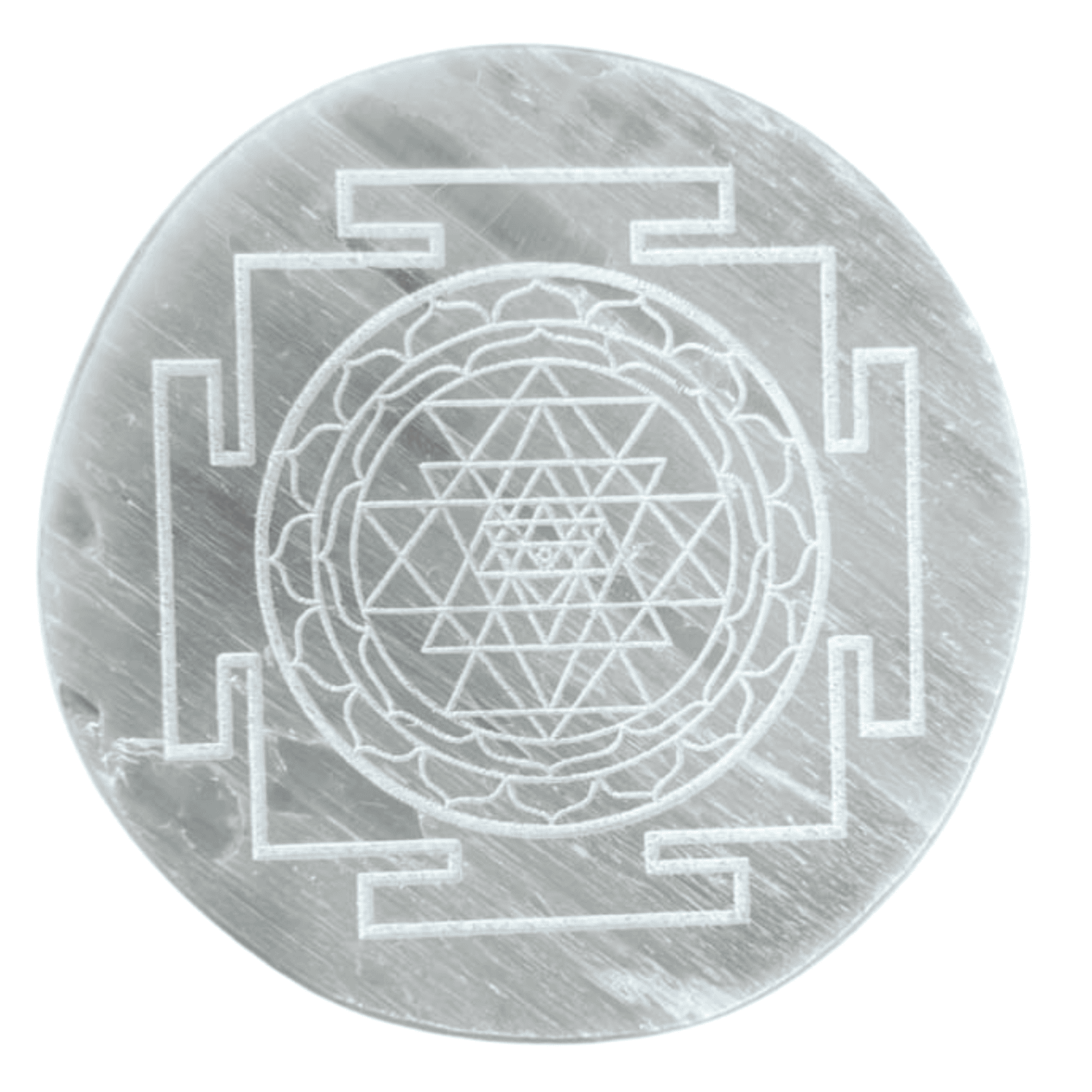 Selenite Plate with Yantra Design