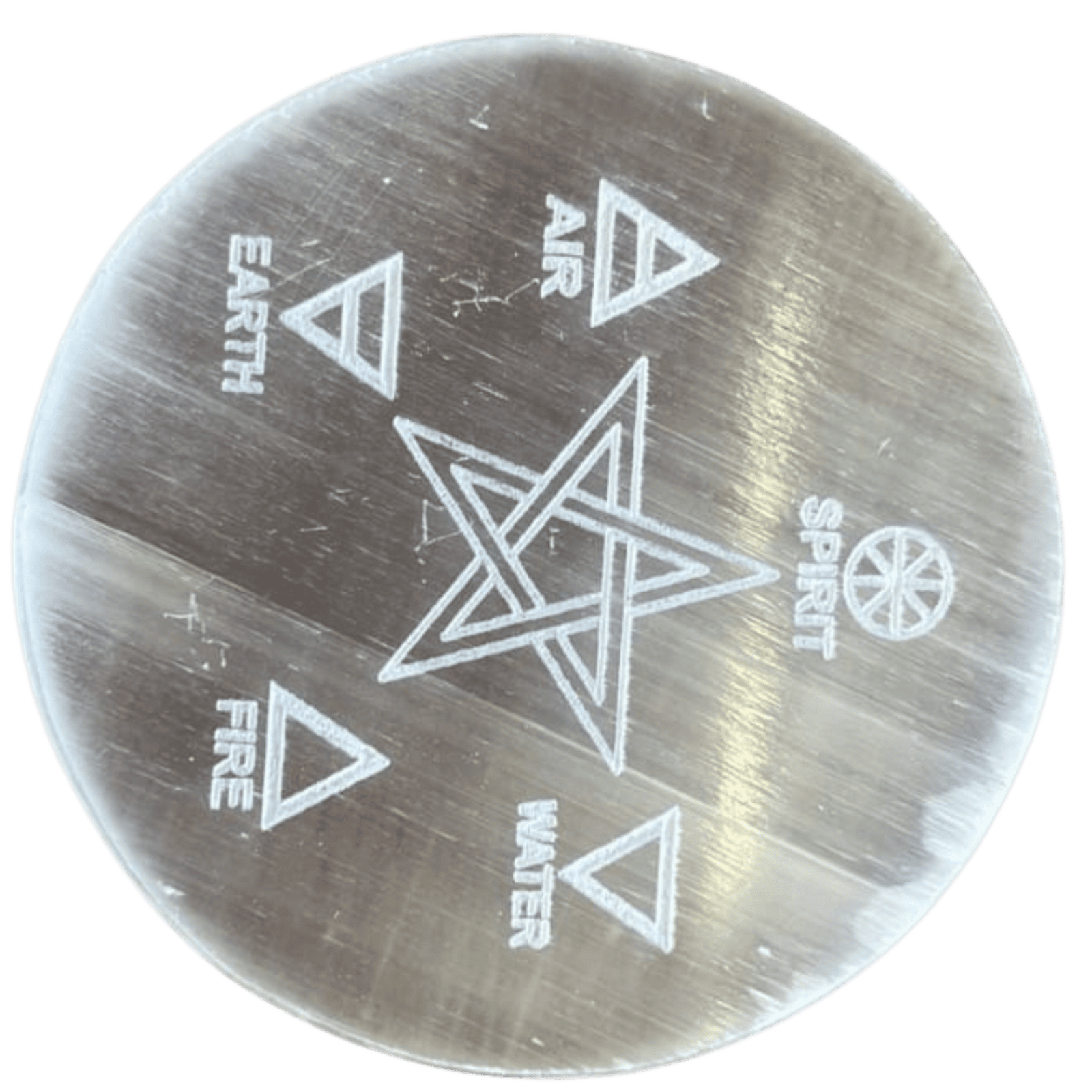 Selenite Plate With Pyramid Design (Verticall)