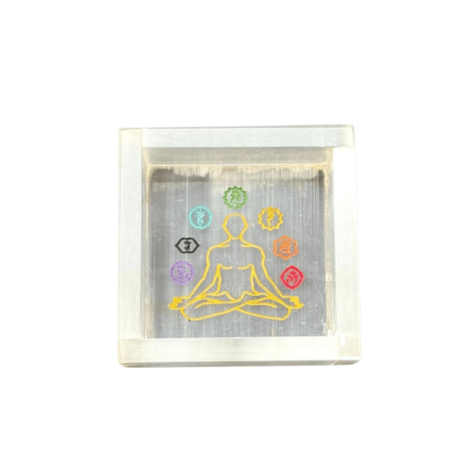 Selenite bowl square with 7 chakra