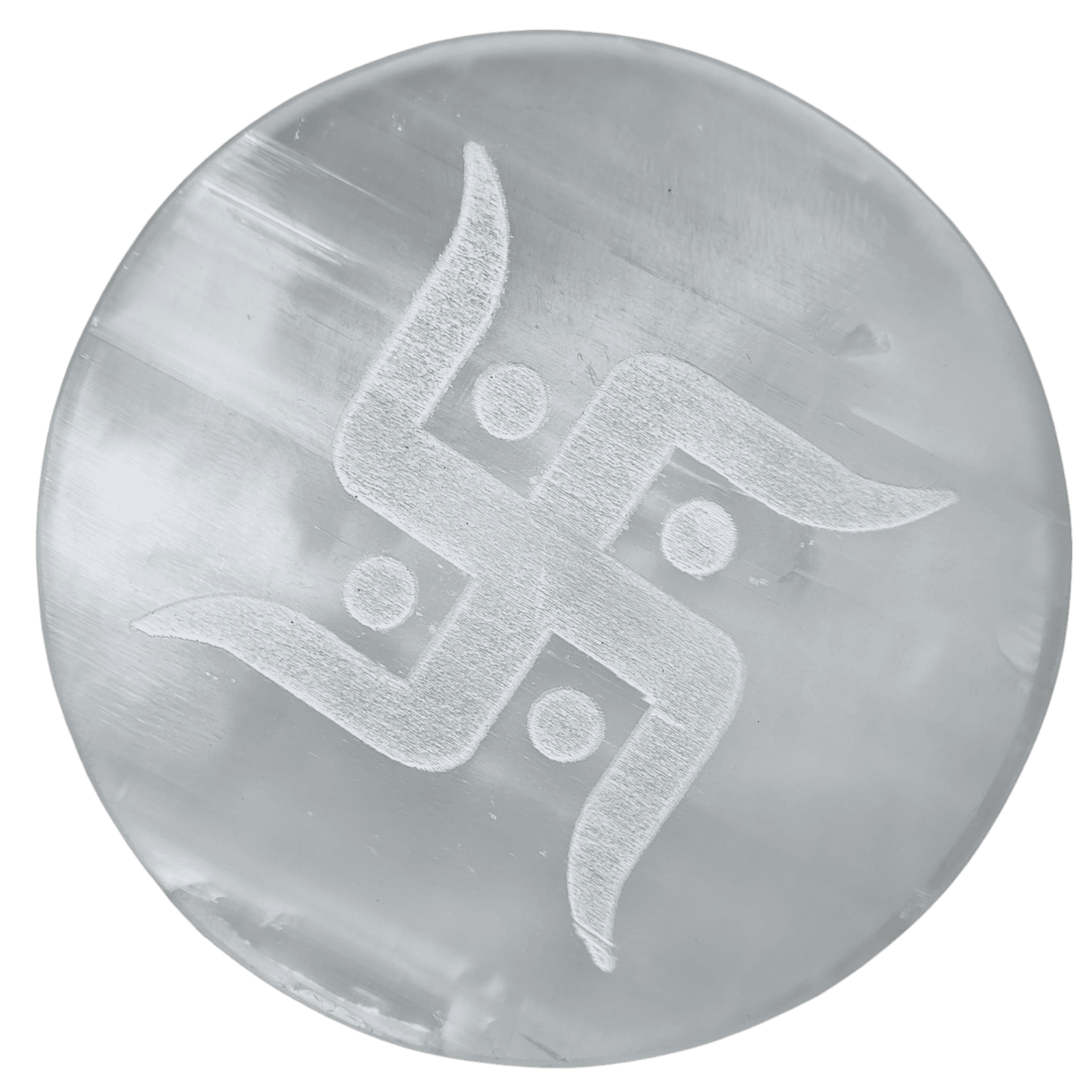 Selenite Plate (Swastik Carving)