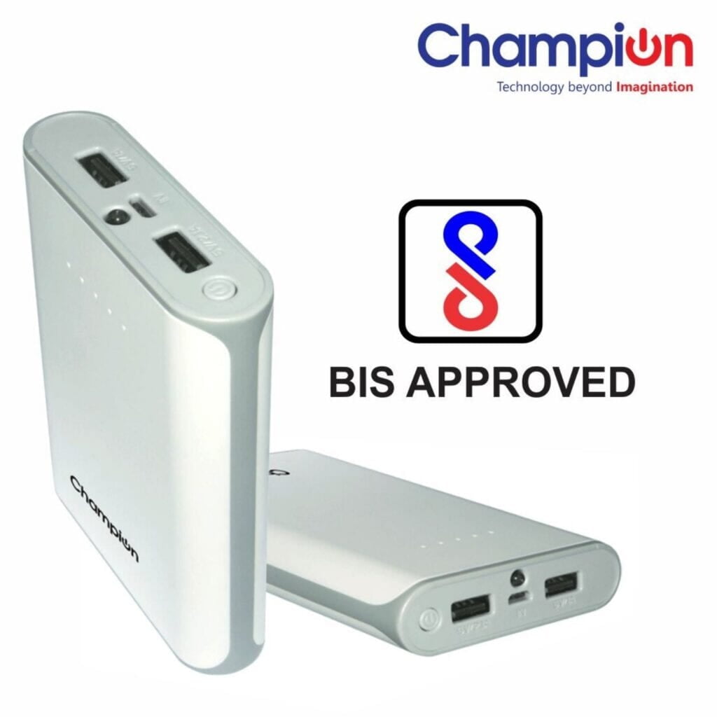 "Champion Power Bank 10400mAh, offering reliable and portable charging with a compact design." "Champion Power Bank 10400mAh, offering reliable and portable charging with a compact design."