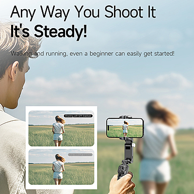 Q19 360° Smartphone Gimbal Stabilizer with AI Face Tracking, Fill Light, Extendable Selfie Stick Tripod