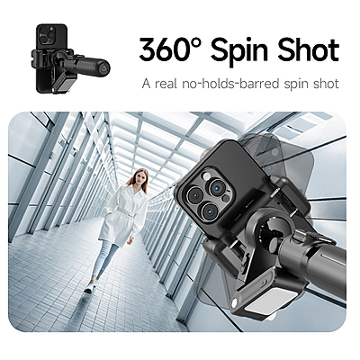 Q19 360° Smartphone Gimbal Stabilizer with AI Face Tracking, Fill Light, Extendable Selfie Stick Tripod