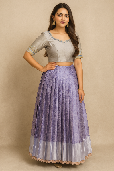 Phoebe (34 Size) - Grey Lehenga THAT178