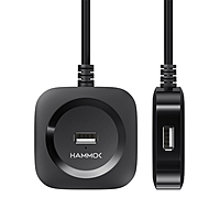 HAMMOK JACK 4-Port USB 2.0 Hub – Sleek Black & White design, compact and portable. Easily connect multiple devices, perfect for home or office use. Fast data transfer and reliable performance.