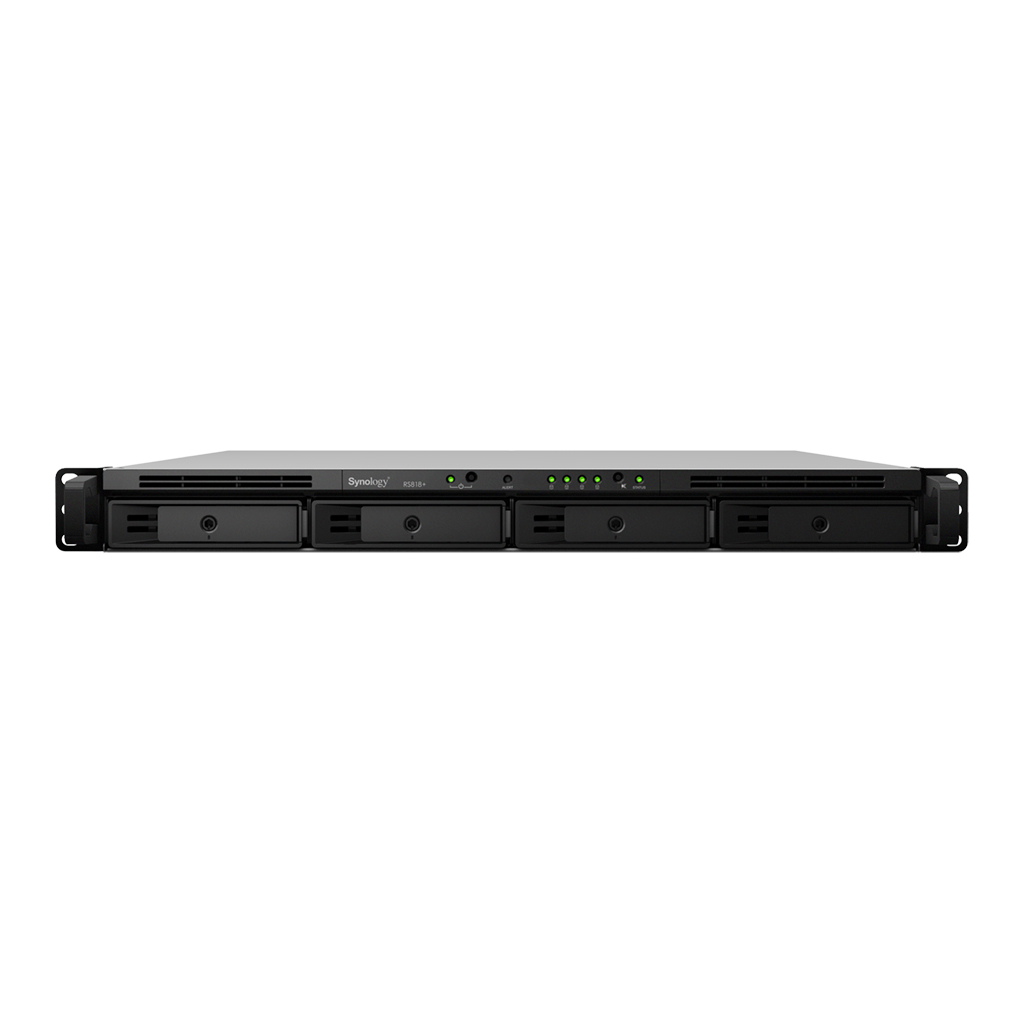 Synology RackStation RS818+/RS818RP+ | 4-Bay Rackmount NAS | Quad-Core CPU with AES-NI | 2GB DDR3 RAM (Expandable) | 10GbE Ready | 1099MB/s Read | SMB Storage Server Synology RackStation RS818+/RS818RP+ | 4-Bay Rackmount NAS | Quad-Core CPU with AES-NI | 2GB DDR3 RAM (Expandable) | 10GbE Ready | 1099MB/s Read | SMB Storage Server