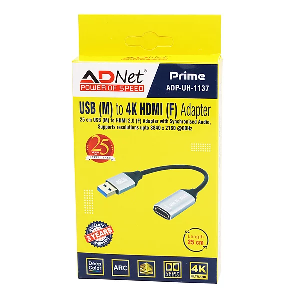 USB (M) to 4K HDMI 2.0 (F) 1080P Video Graphics Cable Converter for PC Laptop