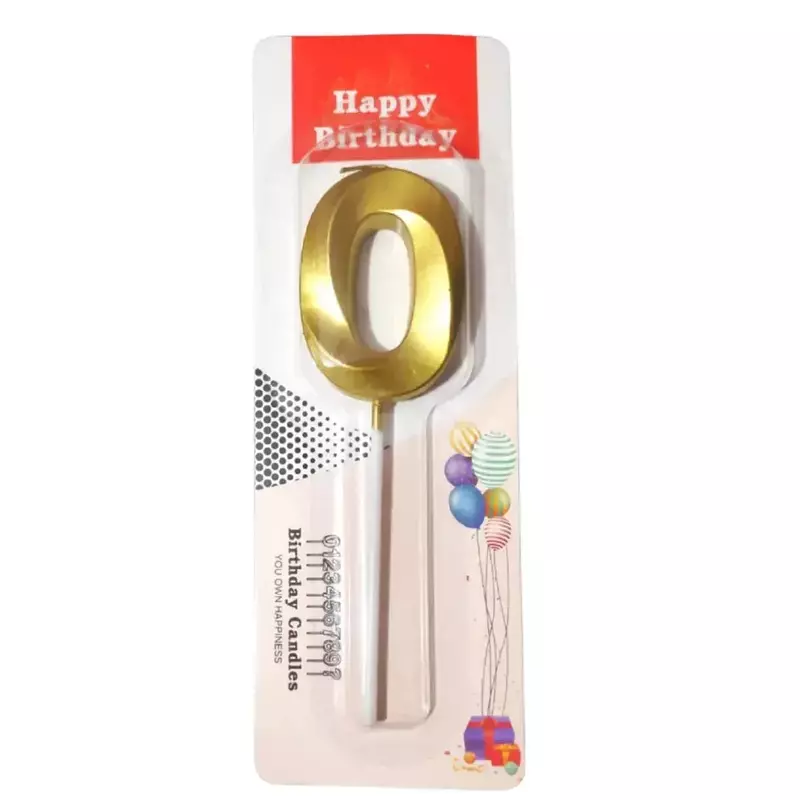 Number 0 Metallic Party Candle