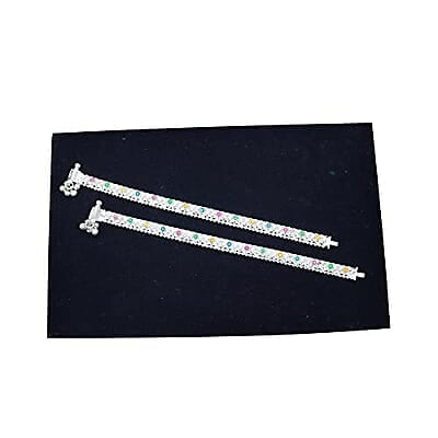 Silver Enamel Design Anklet