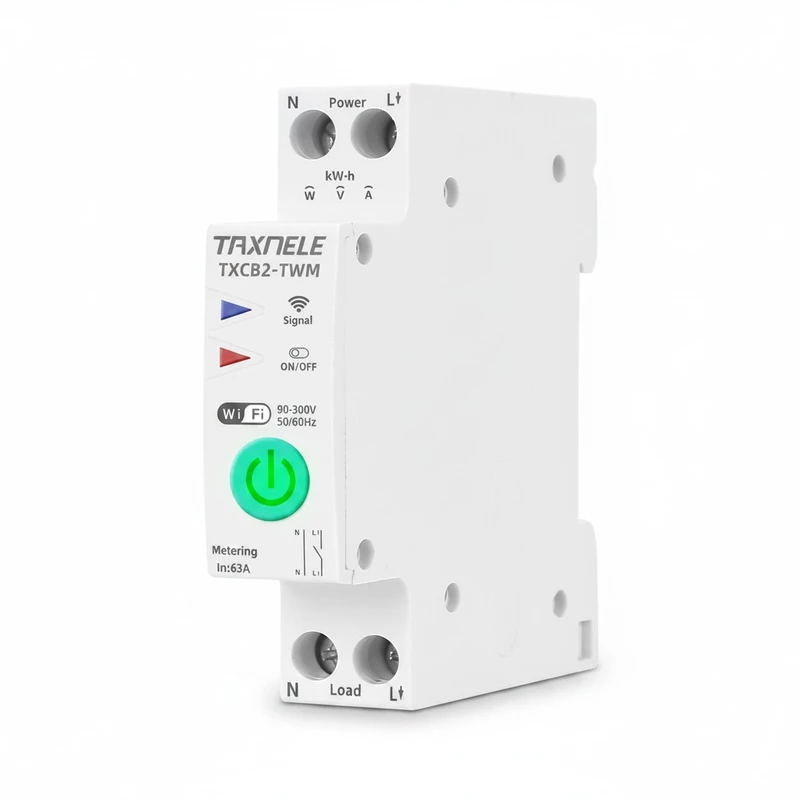 WIFI Smart Circuit Breaker Power Metering Energy Meter KWh 1P 230V Voltmeter Ammeter Energy Meter DIN Rail Smart Life Wireless Remote Control Switch Timer Voice Control - (63A)