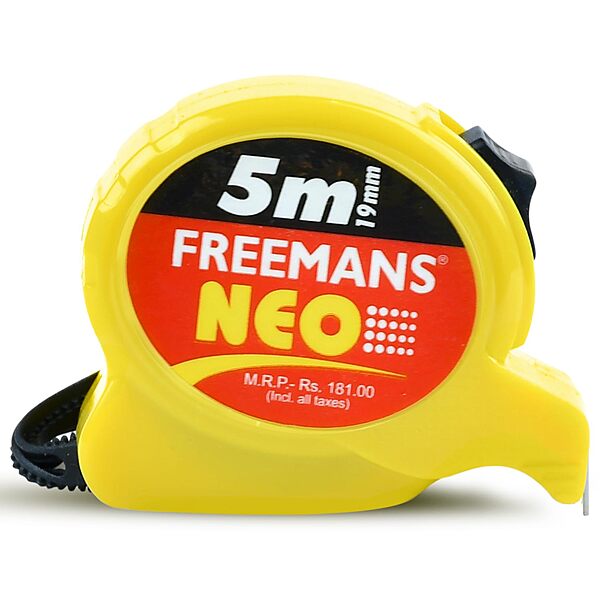 5 Mtr  Steel Measuring Tape - (Yellow & Black) With Unbreakable ABS case | Auto-lock and Belt Clip
