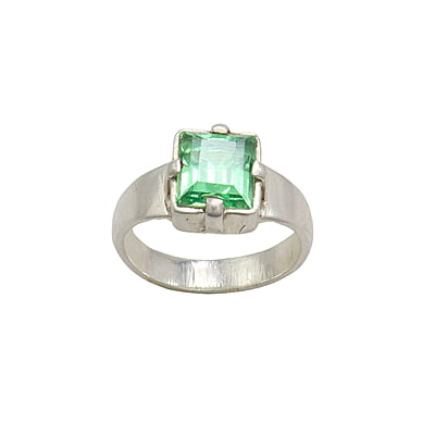 Sterling Silver Green Stone Ring