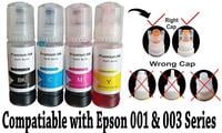 001 / 003 Refill Ink for EPSON Ink Tank Printer BKCMY 70 ML Dye Ink Each 001 / 003 Refill Ink for EPSON Ink Tank Printer BKCMY 70 ML Dye Ink Each