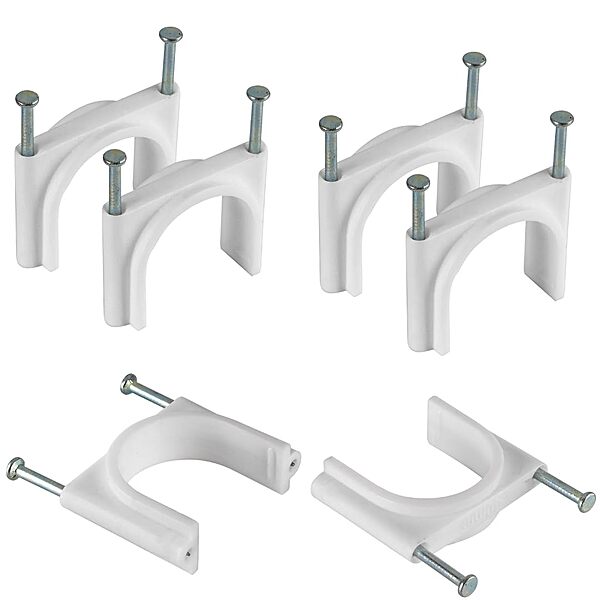 25mm Double Nail Pipe Cable Clips (Pack of 50)  (White)