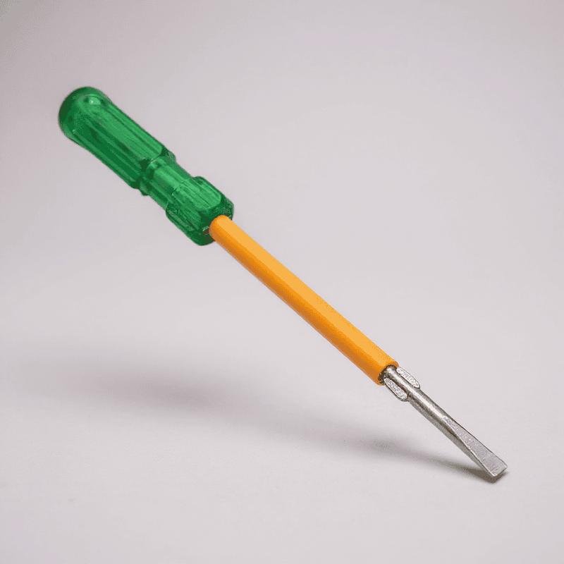 8 Inch - 2 in 1 Reversible Screwdriver, Long Handle, Minus - Plus Tip, with yellow sleeve