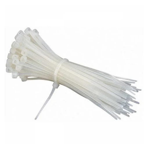 Nylon Self-Locking Cable Ties - 200mmX4.0mm White Zip Wire Organiser (100pcs)