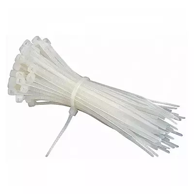 Nylon Self-Locking Cable Ties - 200mmX4.0mm White Zip Wire Organiser (100pcs)