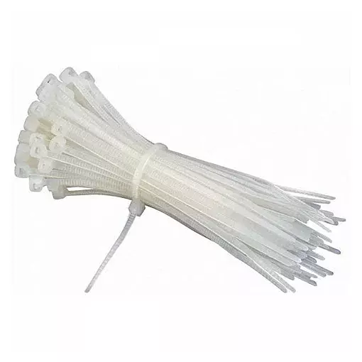 Nylon Self-Locking Cable Ties - 200mmX4.0mm White Zip Wire Organiser (100pcs)