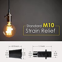 Wire Grippers for Lighting fixtures, M10 Cable Cord Grip, Standard M10 Connection, Suits Wires & Holders for Lights. Pack of 1 Black - 2 Side Thread