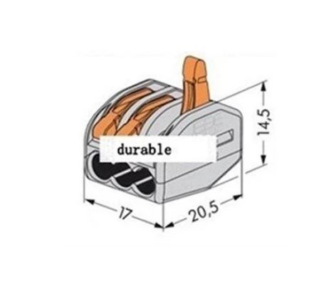 PCT-213 - 0.08-2.5 SQ mm 3 Pole Wire Connector Terminal Block with Spring Lock Lever for Cable Connection (1 QTY)