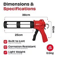 Ultra Heavy Duty Caulking Silicone Gun | Industrial Grade ABS Frame | With Built-in Nozzle Cutter and Puncture Tool