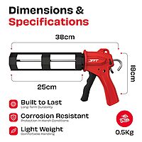 Ultra Heavy Duty Caulking Silicone Gun | Industrial Grade ABS Frame | With Built-in Nozzle Cutter and Puncture Tool