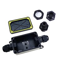 Waterproof Junction Box – IP68 Outdoor Electrical Enclosure with Cable Glands PG9 and 2 Way Wire Connector Box for Garden, LED Lights, CCTV, Underground (2-WAY)