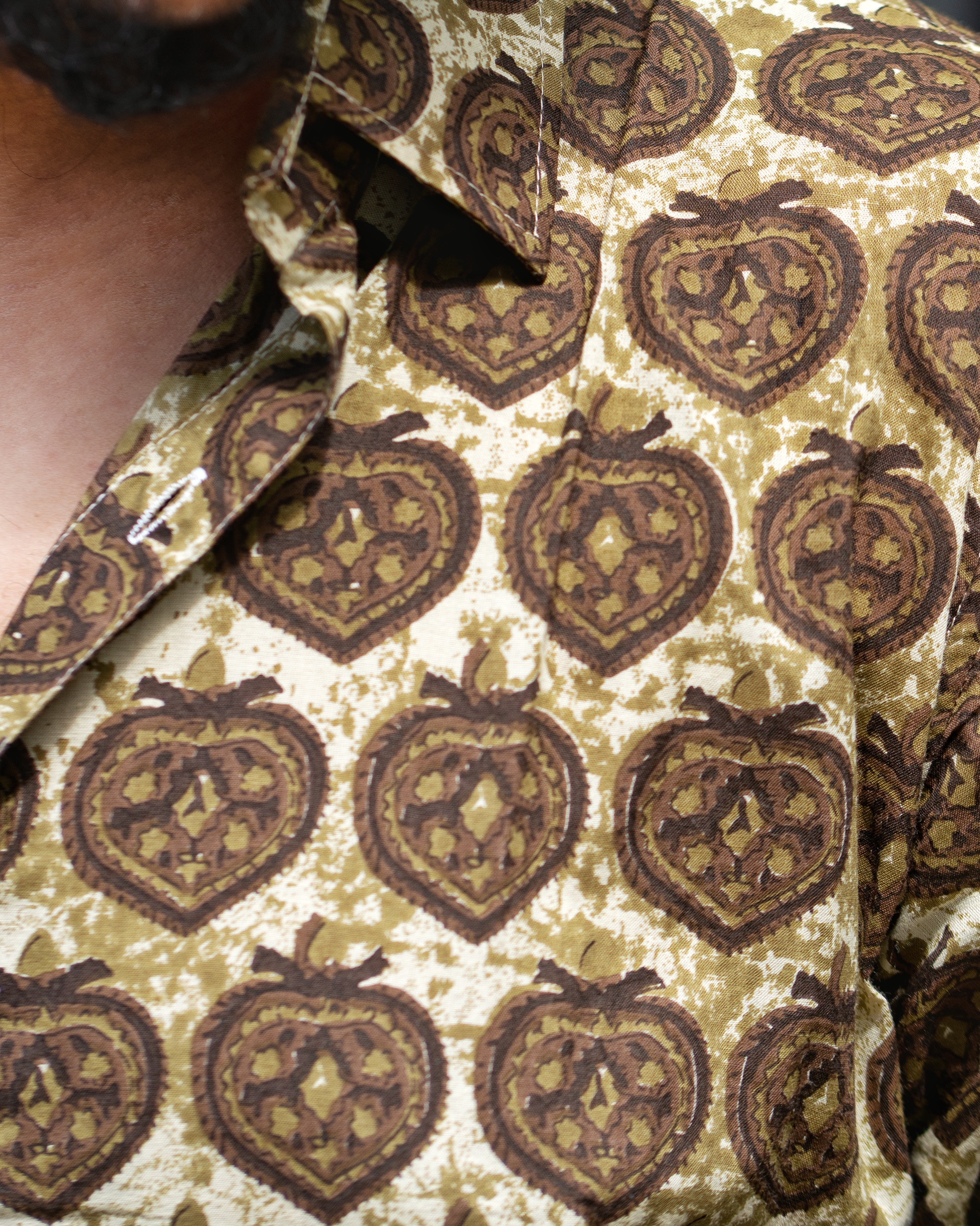 Rawscal Men’s Printed Cotton Shirt – Beige & Brown Ethnic Motif | Full Sleeves