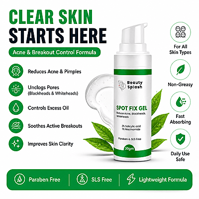Clear Skin Solution: Spot Fix Gel with 2% Salicylic Acid & 1% Niacinamide to Banish Acne, Blackheads & Whiteheads  | 30gms
