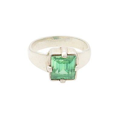 Sterling Silver Green Stone Ring