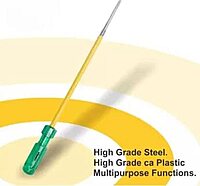 8 Inch - 2 in 1 Reversible Screwdriver, Long Handle, Minus - Plus Tip, with yellow sleeve