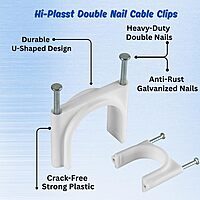 25mm Double Nail Pipe Cable Clips (Pack of 50)  (White)