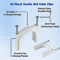 25mm Double Nail Pipe Cable Clips (Pack of 50) (White)
