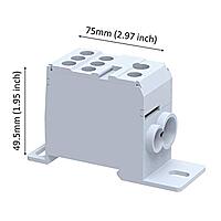 DBD 35 - Polyamide Distribution block for 1 incoming (35 sq.mm/125 Amps) and 7 outgoing (1 o/g of 16 sq.mm. and 6 o/g of 10 sq.mm.) application.