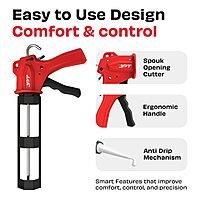 Ultra Heavy Duty Caulking Silicone Gun | Industrial Grade ABS Frame | With Built-in Nozzle Cutter and Puncture Tool