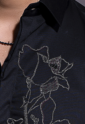 Midnight Rose Embroidered Shirt