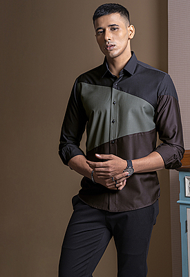 Midnight Olive Panel Shirt