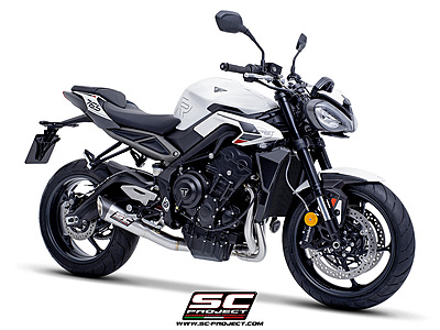 SC Project 3-1 Stainless Steel Full Exhaust System, With S1 Stainless Steel Exhaust for Triumph Street Triple 765 2023 Onwards