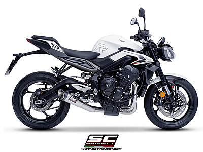 SC Project 3-1 Stainless Steel Full Exhaust System, With S1 Stainless Steel Exhaust for Triumph Street Triple 765 2023 Onwards