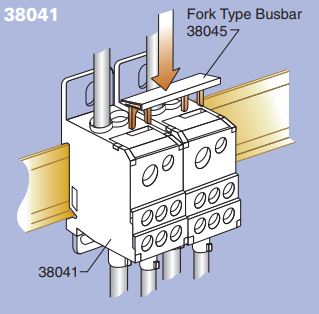 DBD 35 - Polyamide Distribution block for 1 incoming (35 sq.mm/125 Amps) and 7 outgoing (1 o/g of 16 sq.mm. and 6 o/g of 10 sq.mm.) application.