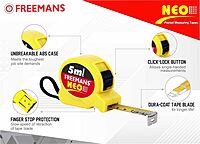 5 Mtr  Steel Measuring Tape - (Yellow & Black) With Unbreakable ABS case | Auto-lock and Belt Clip