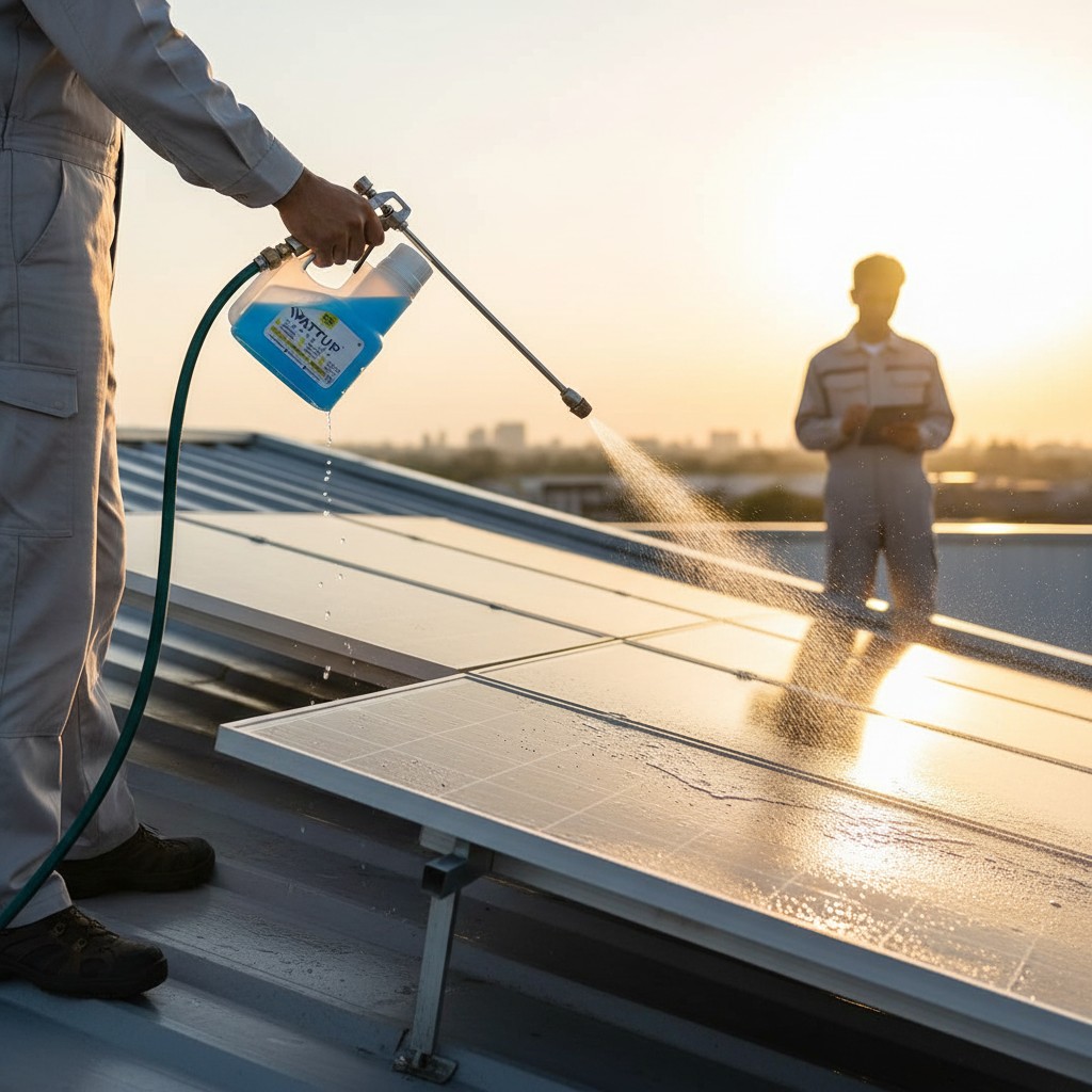 Solar Panel Cleaning Liquid | 100% Non-Acidic & Biodegradable | Safe for glass, panels, rails & metals – 100ml