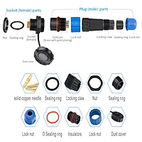 3PIN 30A Waterproof Cable Mount Aviation Connector  Male Plug + Female Socket IP68 -17MM 3P ST-ST