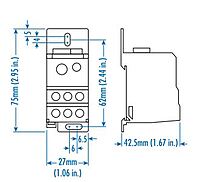DBD 35 - Polyamide Distribution block for 1 incoming (35 sq.mm/125 Amps) and 7 outgoing (1 o/g of 16 sq.mm. and 6 o/g of 10 sq.mm.) application.