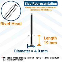 Aluminium Blind Rivet - Metal POP Rivets for Riveting Gun/Riveter machine - 1 Pieces. size (4.0 x 20)