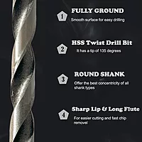 Professional HSS (Metal) 13pcs Set| Point Tip for Fast, Efficient Drilling | Wide Range of Sizes, One Compact Kit | Compact & Sturdy Case for Portability | 13 Metal Drill Bits