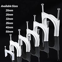 20mm Double Nail Pipe Cable Clips (Pack of 50) | 3/4 Inch PVC Pipe Clips with Metal Nails, 0.75" for Wire Fastening (White)