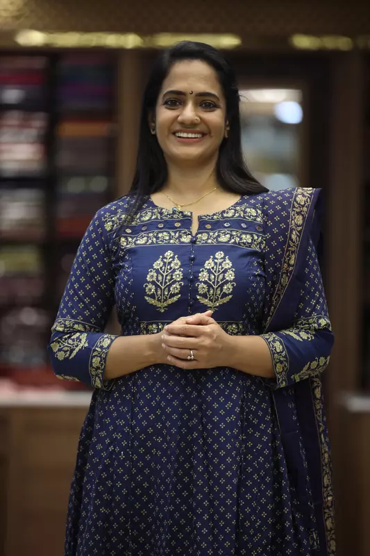 Anarkali Kurta Set with Dupatta, Dusty Blue