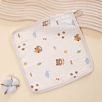 Muslin Crepe Wash cloth / Face towel - Colour Printed - Pack of 5 (Assorted)